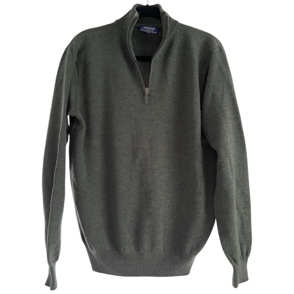 JEREMY ARGYLE Stitch Fix 1/4 Zip Textured Sweater Green Merino Wool Men'… - Picture 1 of 3